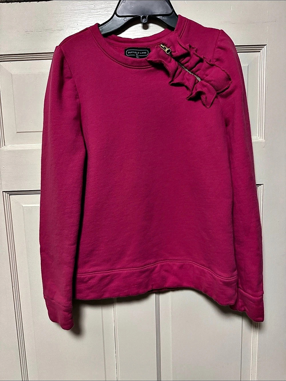 Duffield Lane Ruffle Zip Sweatshirt Pink XS